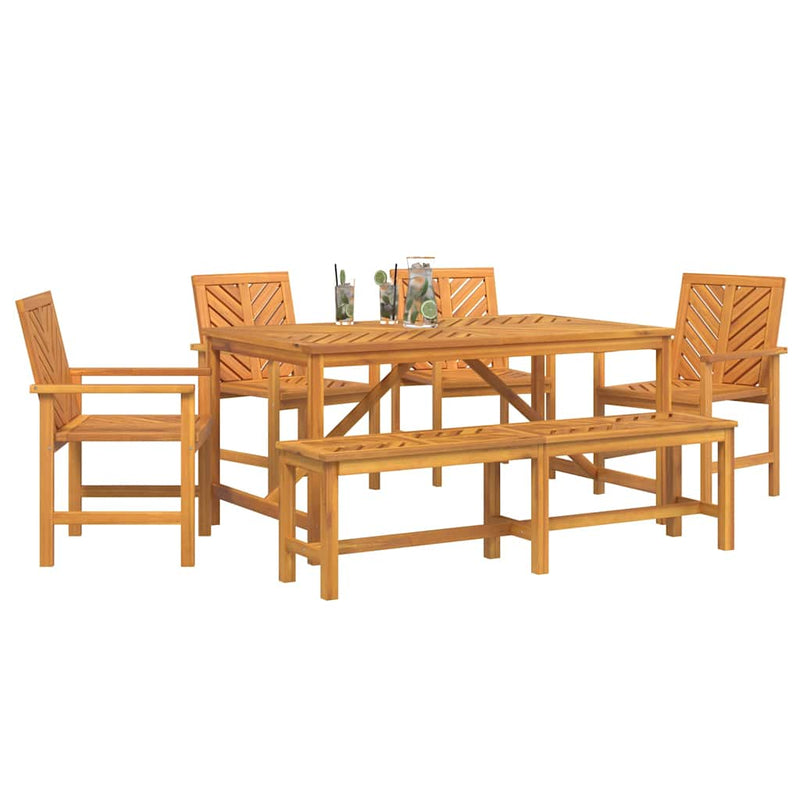 Set de masă pentru grădină 6 buc. Maro Lemn Solid de Acacia