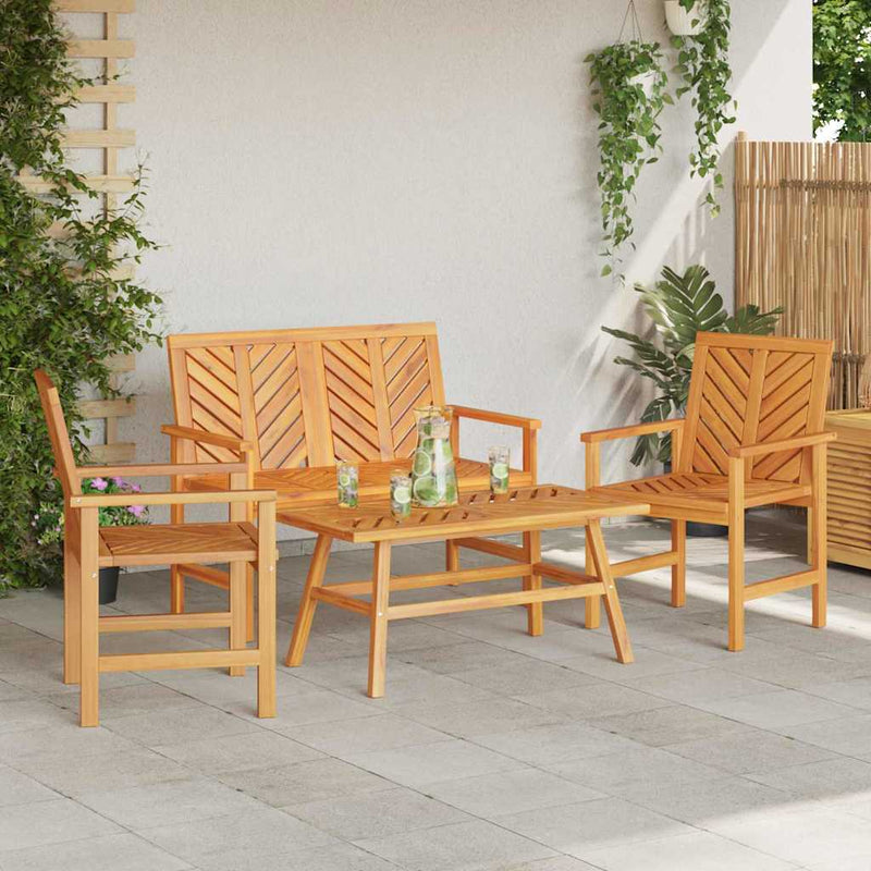 Set de lounge pentru grădină 4 buc. Maro Lemn Solid de Acacia