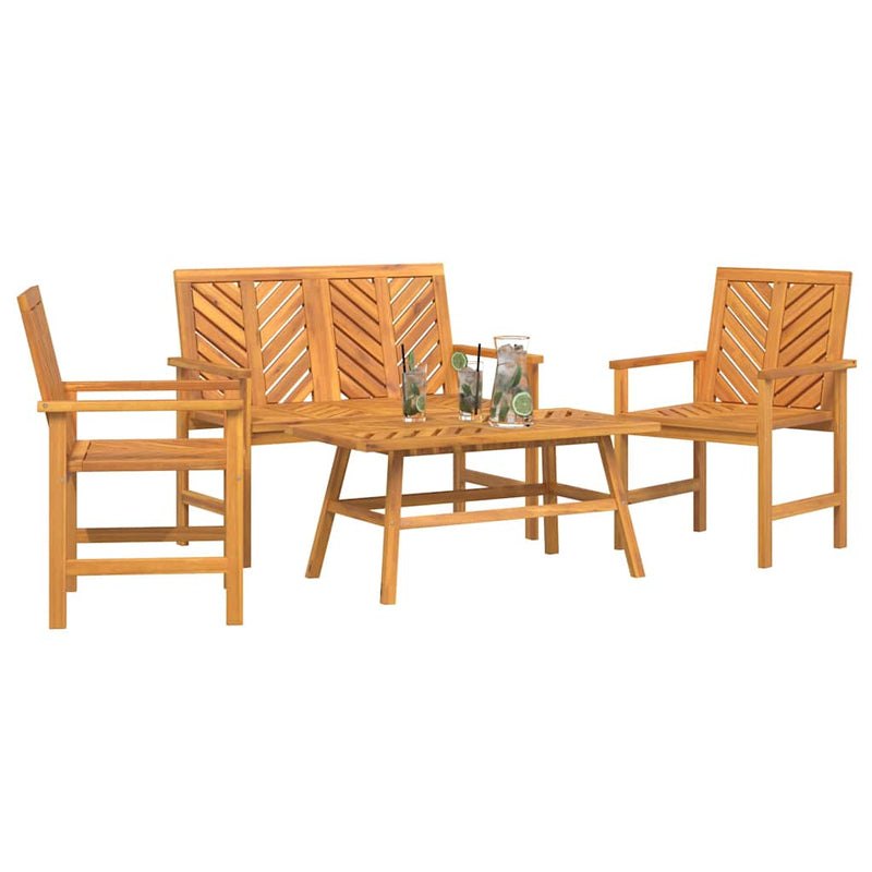 Set de lounge pentru grădină 4 buc. Maro Lemn Solid de Acacia