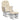 Scaun glisant cu taburet, alb crem, material textil