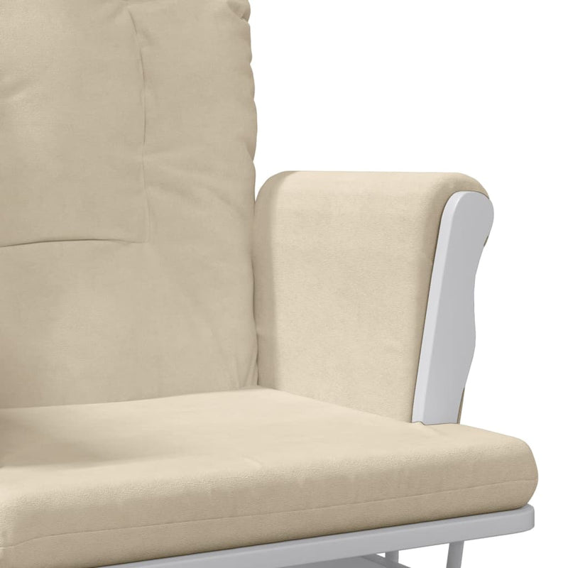 Scaun glisant cu taburet, alb crem, material textil