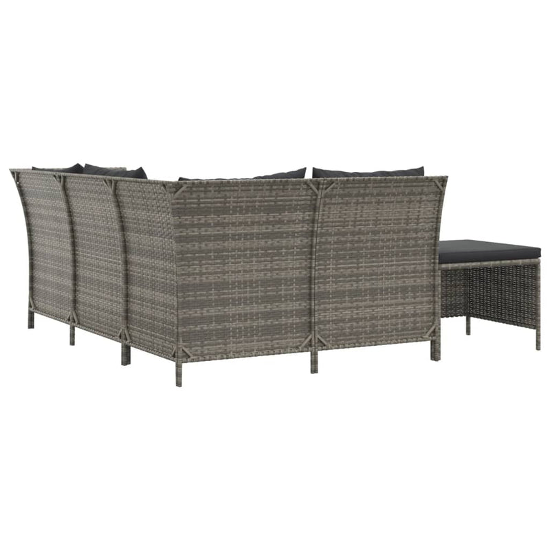 Set mobilier de grădină cu perne, 4 piese, gri, poliratan