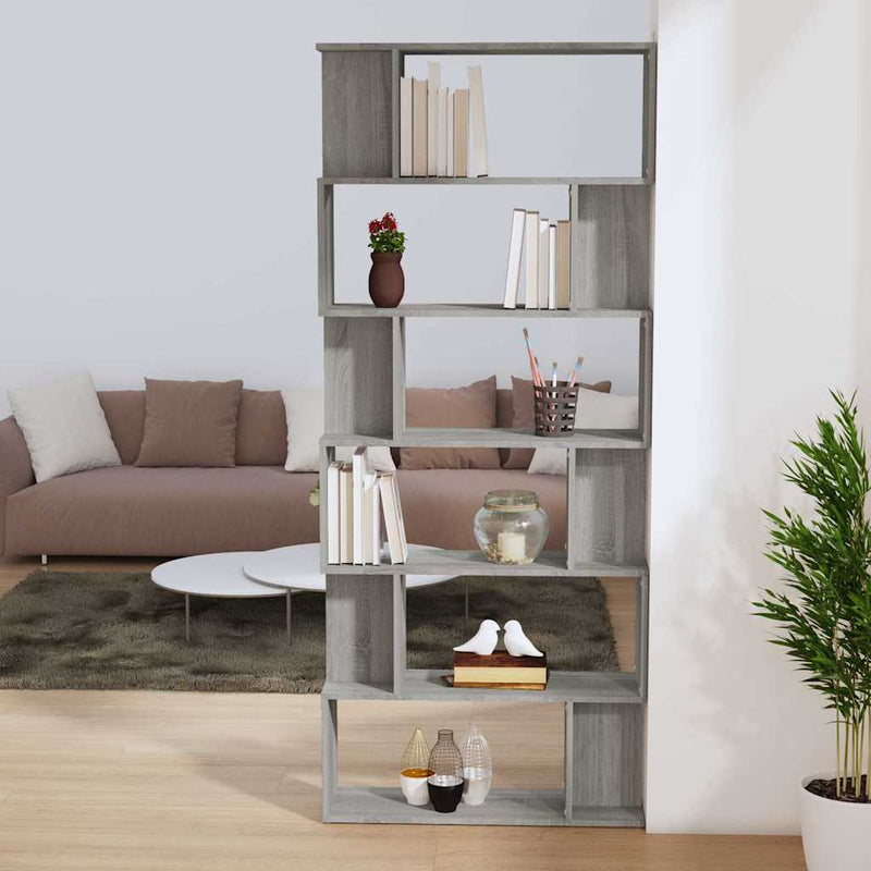 Bibliotecă/Separator, gri sonoma, 80x24x192 cm, lemn prelucrat
