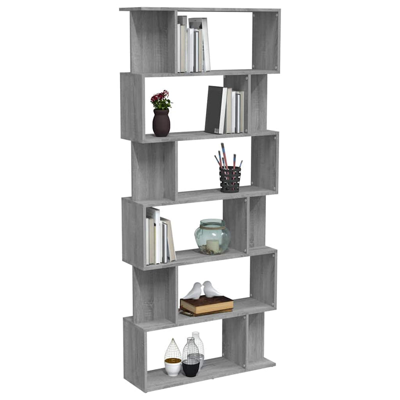 Bibliotecă/Separator, gri sonoma, 80x24x192 cm, lemn prelucrat