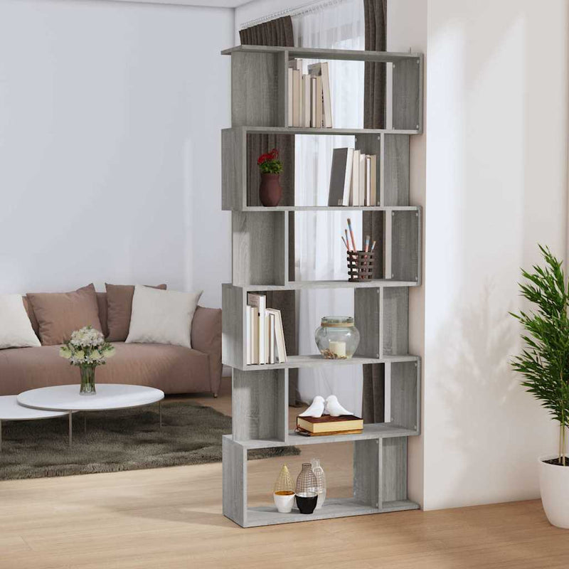 Bibliotecă/Separator, gri sonoma, 80x24x192 cm, lemn prelucrat