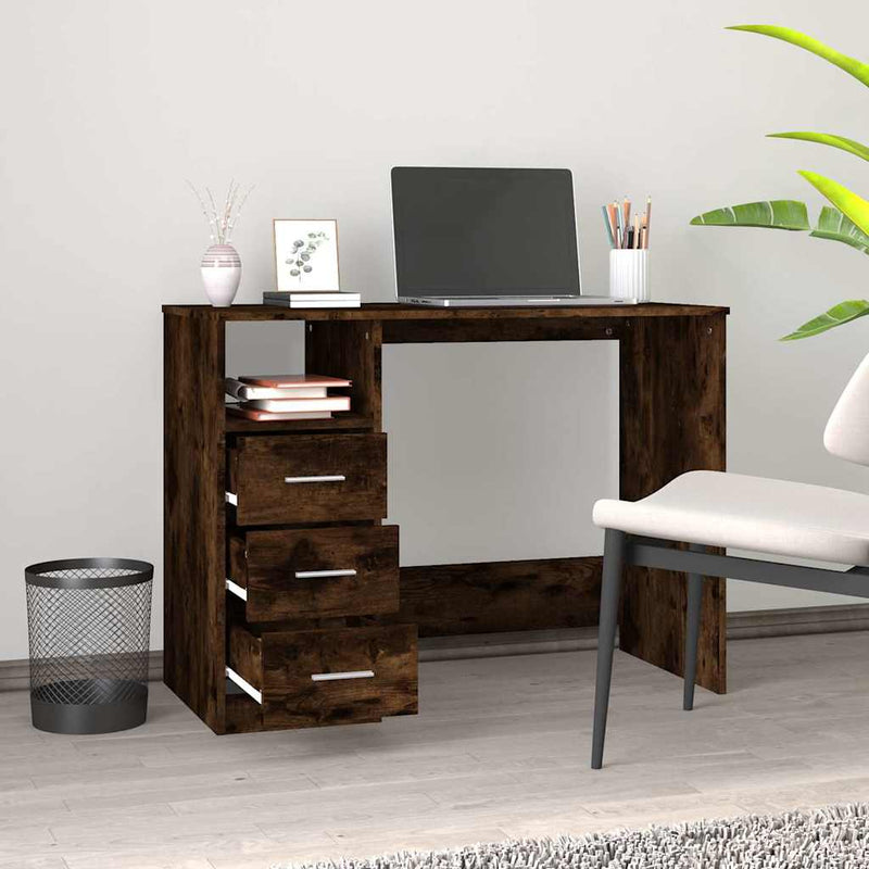 Birou cu sertare, stejar afumat, 102x50x76 cm, lemn prelucrat