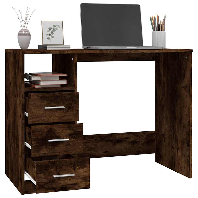 Birou cu sertare, stejar afumat, 102x50x76 cm, lemn prelucrat