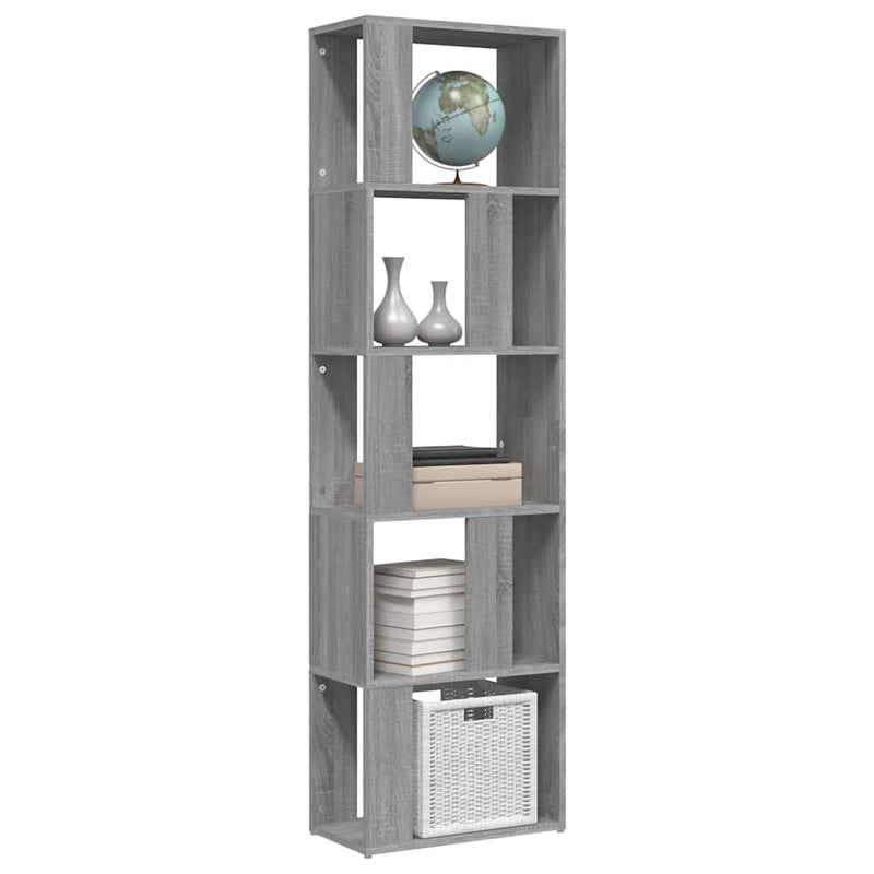 Bibliotecă, gri sonoma, 45x24x160 cm, lemn compozit