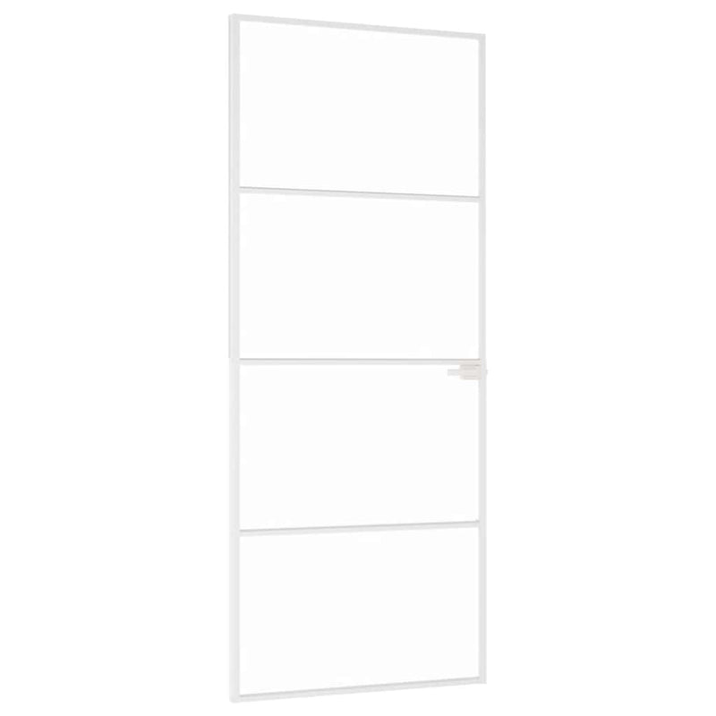 Ușă de interior alb 83x201,5 cm sticlă securiz. / aluminiu slim