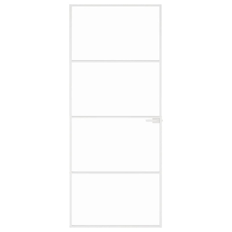Ușă de interior alb 83x201,5 cm sticlă securiz. / aluminiu slim