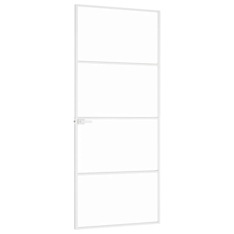 Ușă de interior alb 83x201,5 cm sticlă securiz. / aluminiu slim