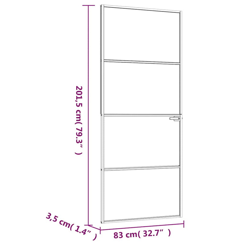 Ușă de interior alb 83x201,5 cm sticlă securiz. / aluminiu slim