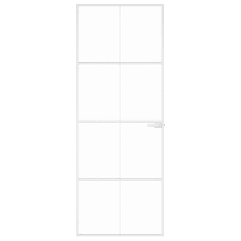 Ușă de interior alb 76x201,5 cm sticlă securiz. / aluminiu slim