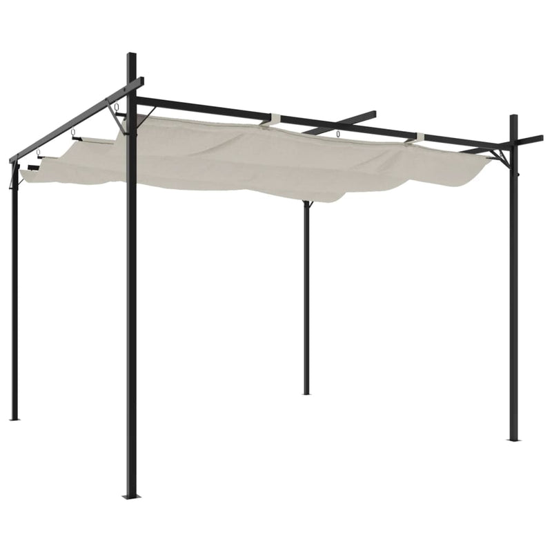 Pergola cu acoperiș retractabil, crem, 295x292x230 cm