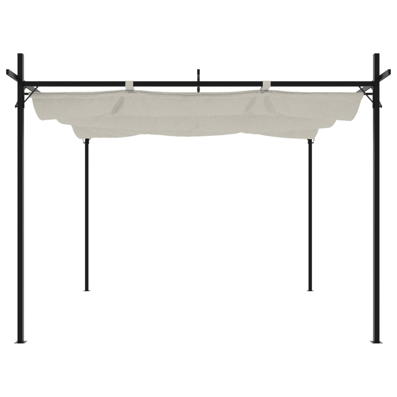 Pergola cu acoperiș retractabil, crem, 295x292x230 cm