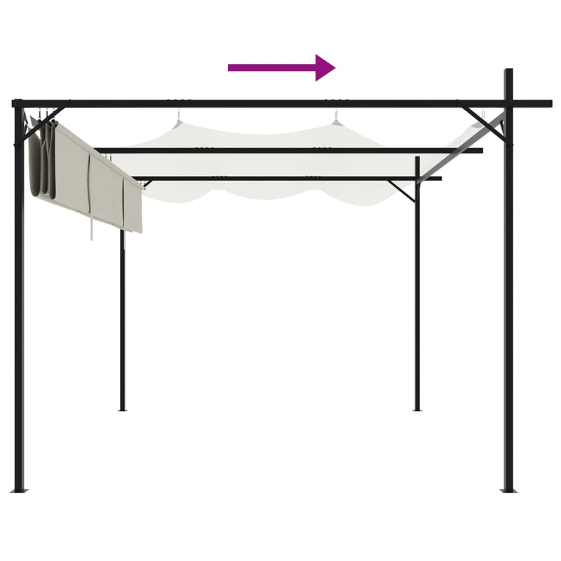 Pergola cu acoperiș retractabil, crem, 295x292x230 cm
