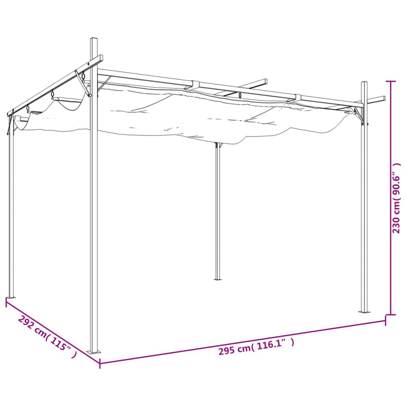 Pergola cu acoperiș retractabil, crem, 295x292x230 cm