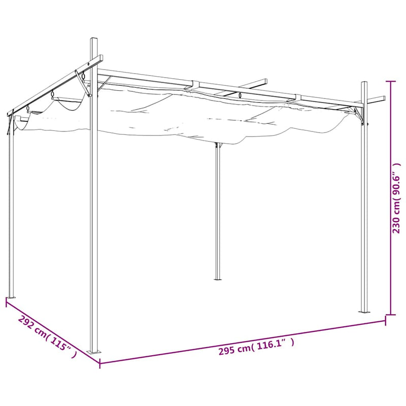 Pergola cu acoperiș retractabil, antracit, 295x292x230 cm