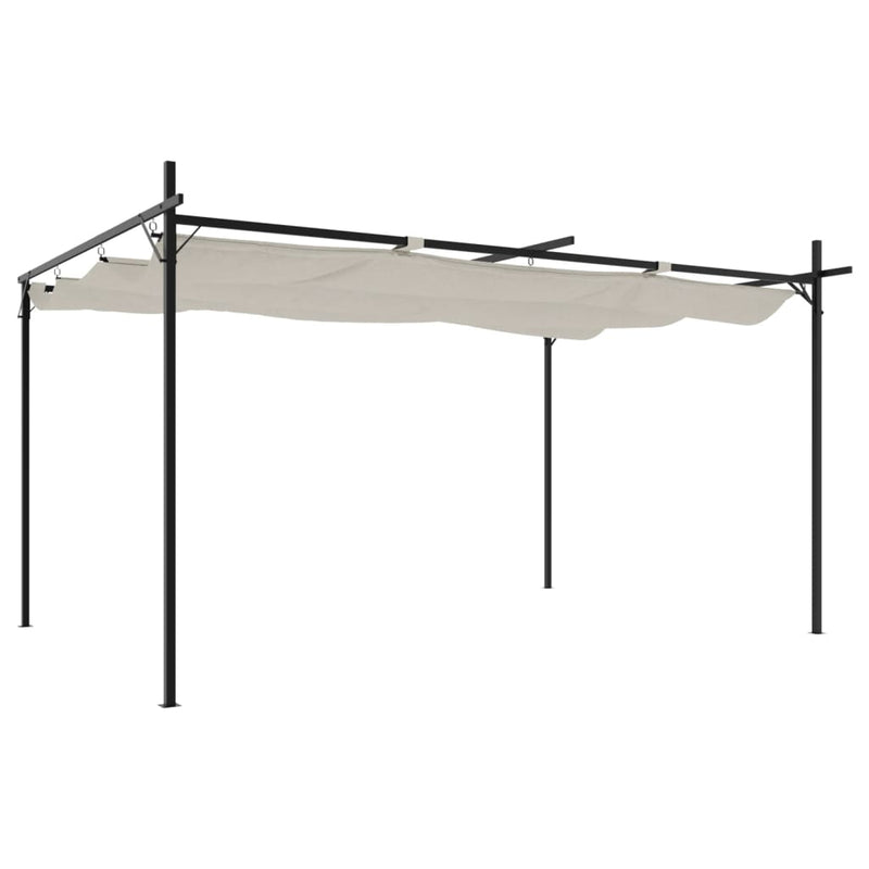 Pergola cu acoperiș retractabil, crem, 395x292x230 cm