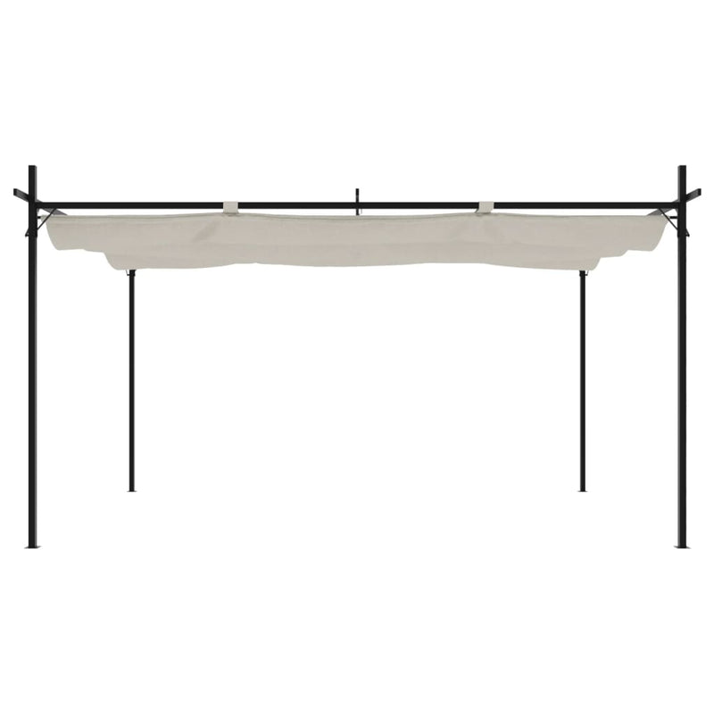 Pergola cu acoperiș retractabil, crem, 395x292x230 cm