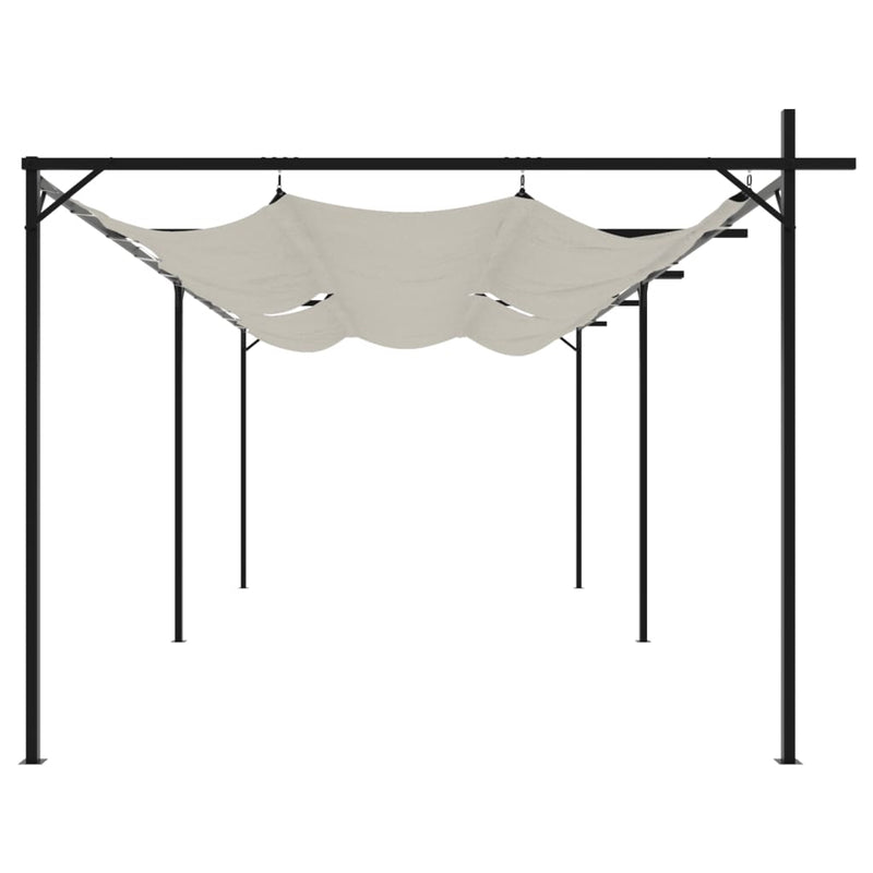Pergola cu acoperiș retractabil, crem, 589x292x230 cm