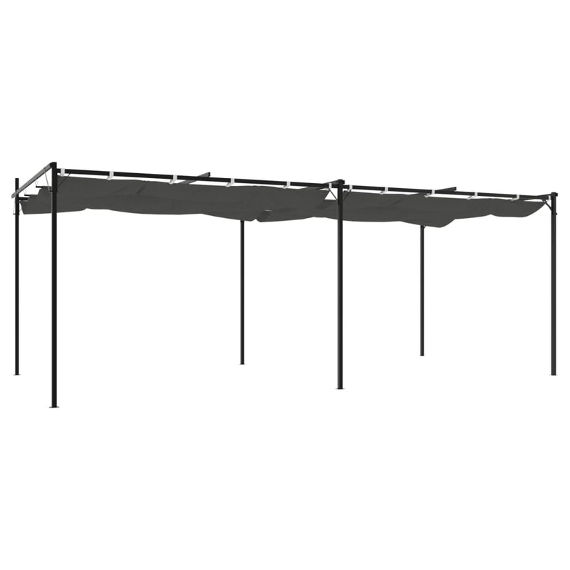 Pergola cu acoperiș retractabil, antracit, 589x292x230 cm