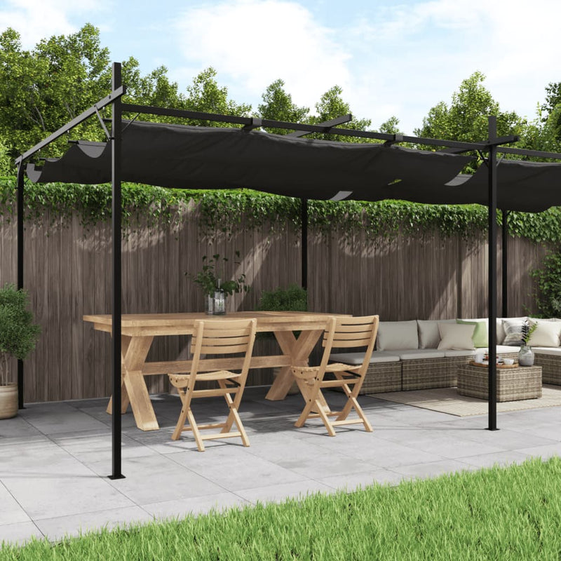 Pergola cu acoperiș retractabil, antracit, 589x292x230 cm