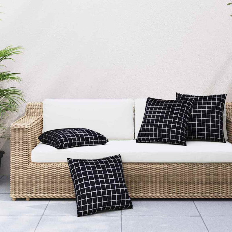 Perne decorative 4 buc. Material din poliester Carouri Negre