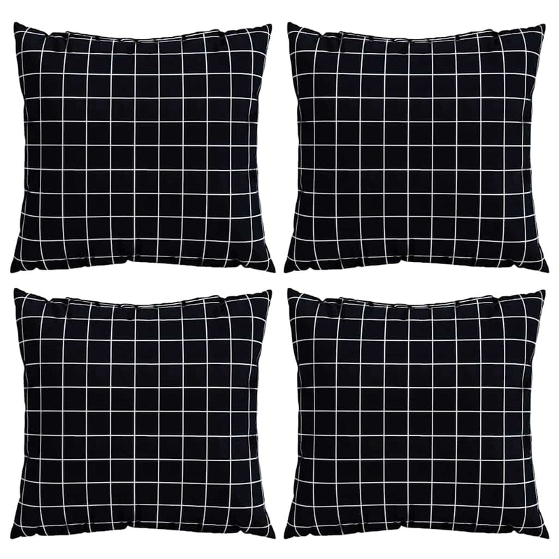 Perne decorative 4 buc. Material din poliester Carouri Negre
