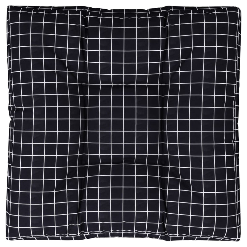 Pernă de paleți, negru, 80x80x12 cm, textil, model carouri