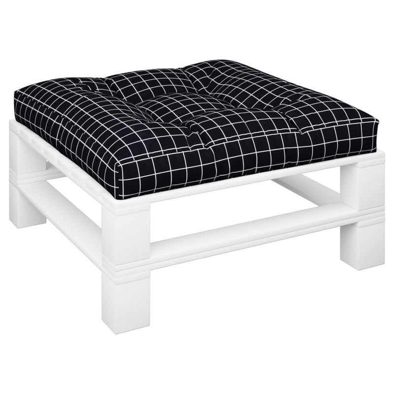 Pernă de paleți, negru, 80x80x12 cm, textil, model carouri