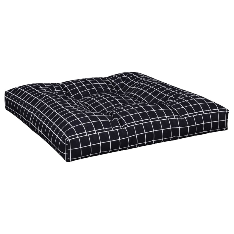 Pernă de paleți, negru, 80x80x12 cm, textil, model carouri
