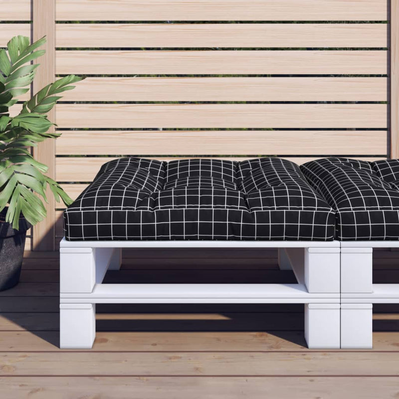 Pernă de paleți, negru, 80x80x12 cm, textil, model carouri