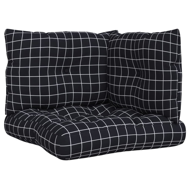Perne pentru paleți, 3 buc, negru, model carouri, textil oxford