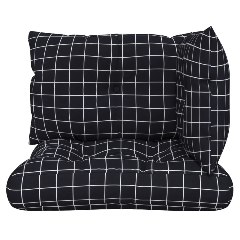 Perne pentru paleți, 3 buc, negru, model carouri, textil oxford