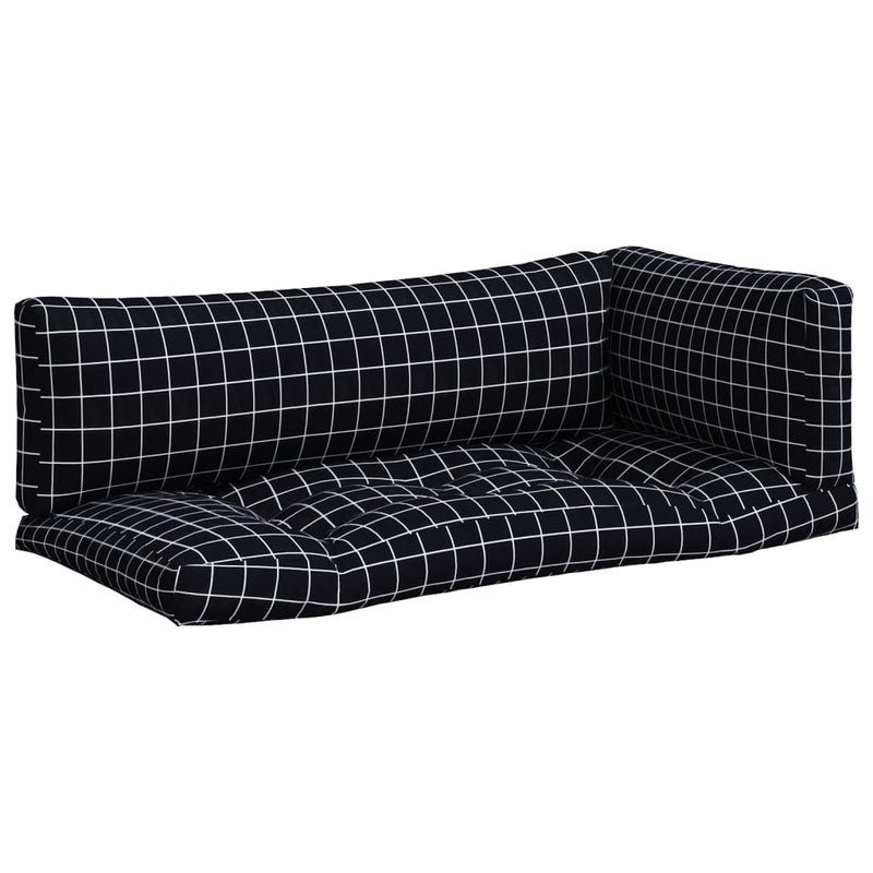 Perne pentru paleți, 3 buc, negru, model carouri, textil oxford