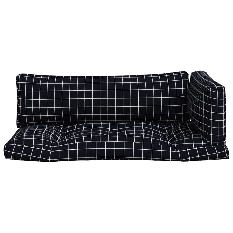 Perne pentru paleți, 3 buc, negru, model carouri, textil oxford