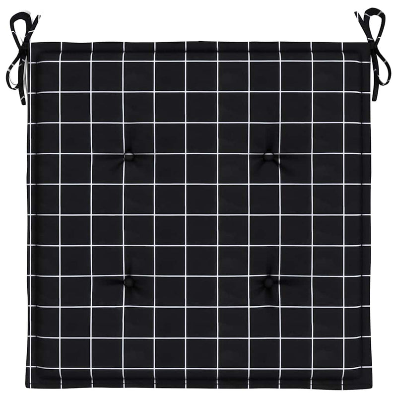 Perne scaun grădină 6 buc negru model carouri 40x40x3 cm textil