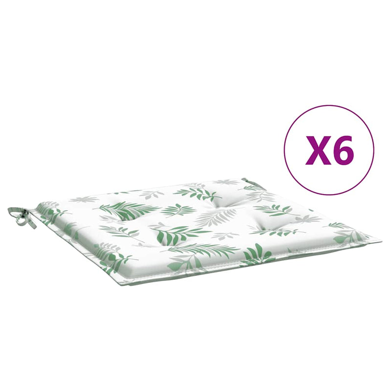Perne de scaun, model frunze, 6 buc., 40x40x3 cm, textil