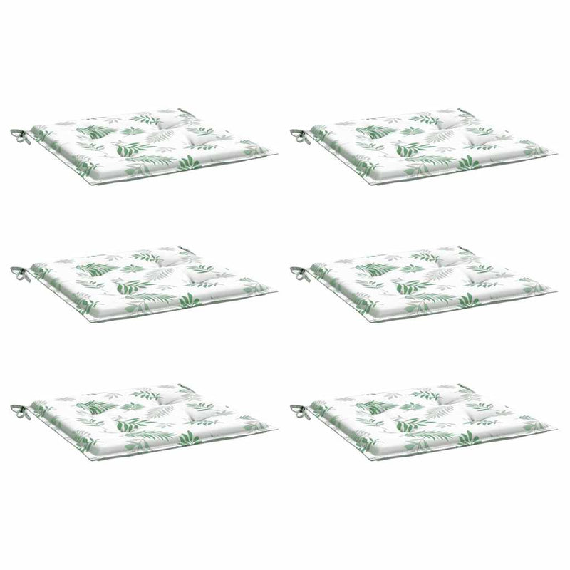 Perne de scaun, model frunze, 6 buc., 40x40x3 cm, textil