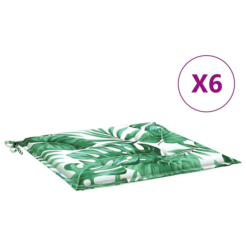 Perne de scaun, model frunze, 6 buc., 50x50x3 cm, textil