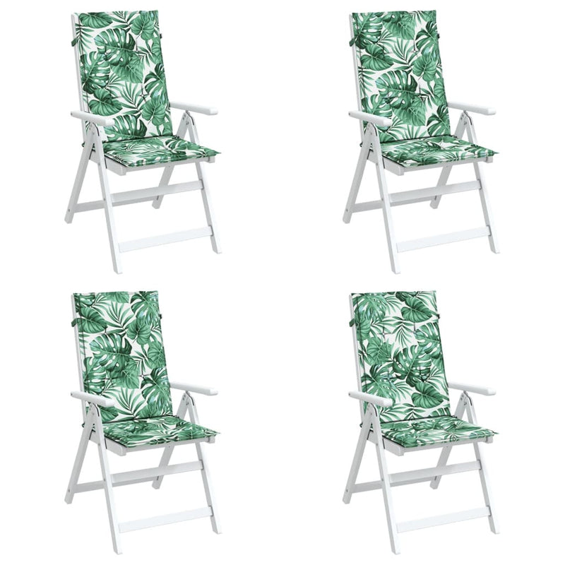 Perne de scaun spătar înalt, 4 buc., model frunze, textil
