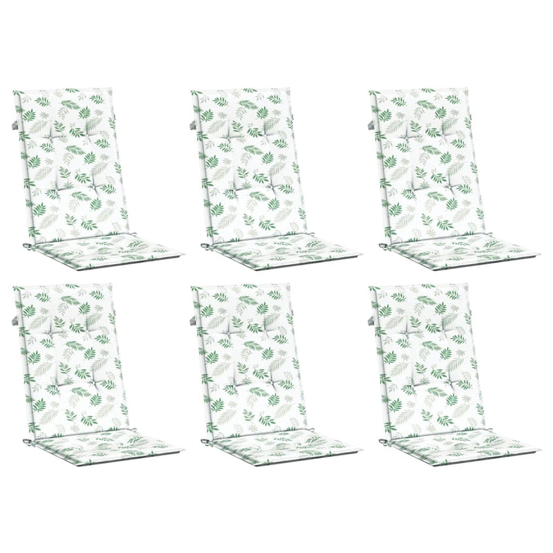 Perne de scaun spătar înalt, 6 buc., model frunze, textil