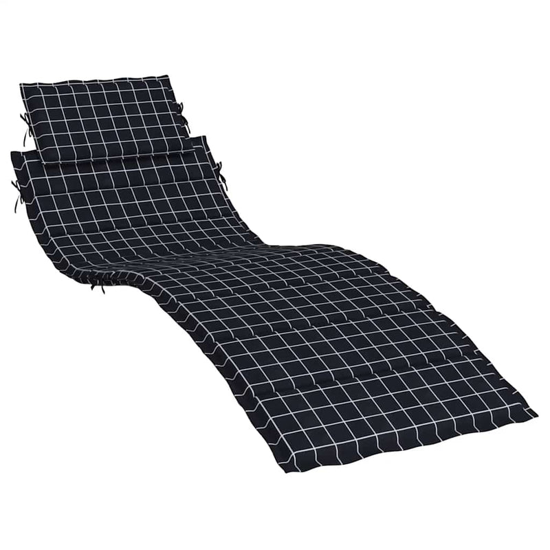 Pernă de șezlong, negru, carouri, textil Oxford