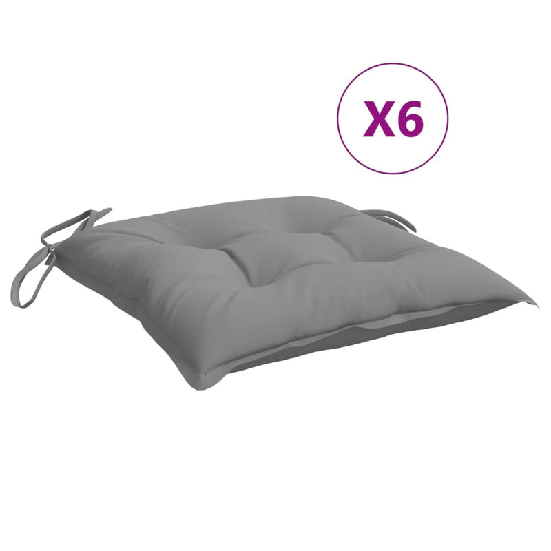 Perne de scaun, 6 buc., gri, 40x40x7 cm, textil oxford