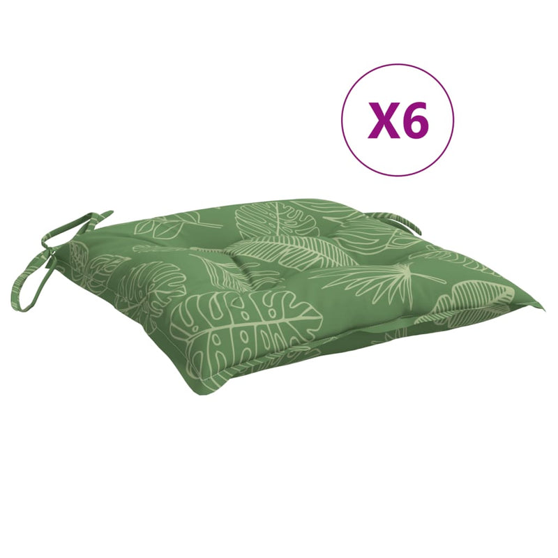 Perne de scaun, 6 buc., 40x40x7 cm, textil, model frunze