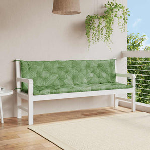Perne bancă de grădină, 2 buc, 200x50x7cm, model frunze, textil