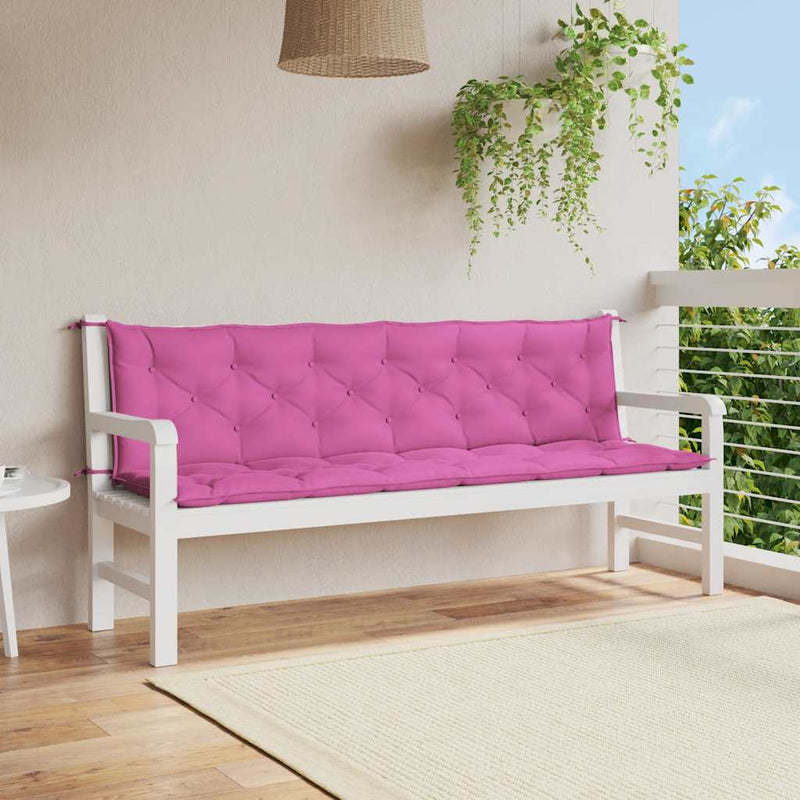 Perne bancă de grădină, 2 buc., roz, 200x50x7 cm, textil