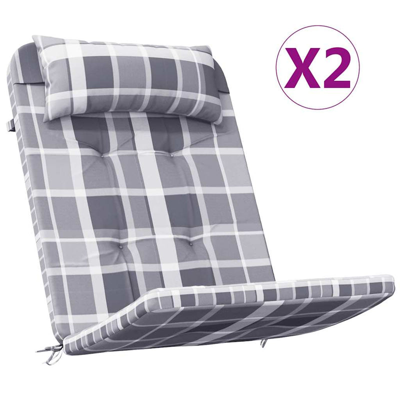 Perne scaun Adirondack, 2 buc, gri, careuri, textil oxford