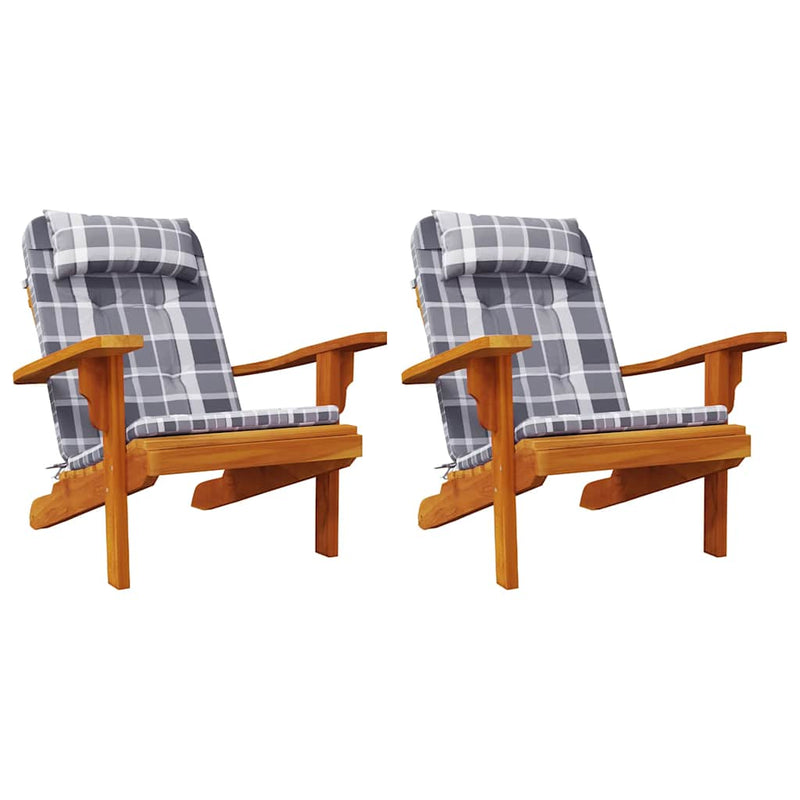 Perne scaun Adirondack, 2 buc, gri, careuri, textil oxford